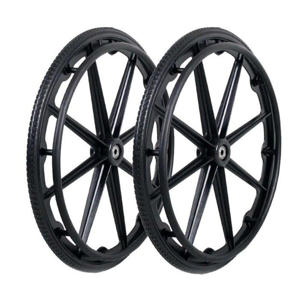 24 Inch Wheelchair Rear Shock Absorbing Wheels with Bearings and Hand Wheel